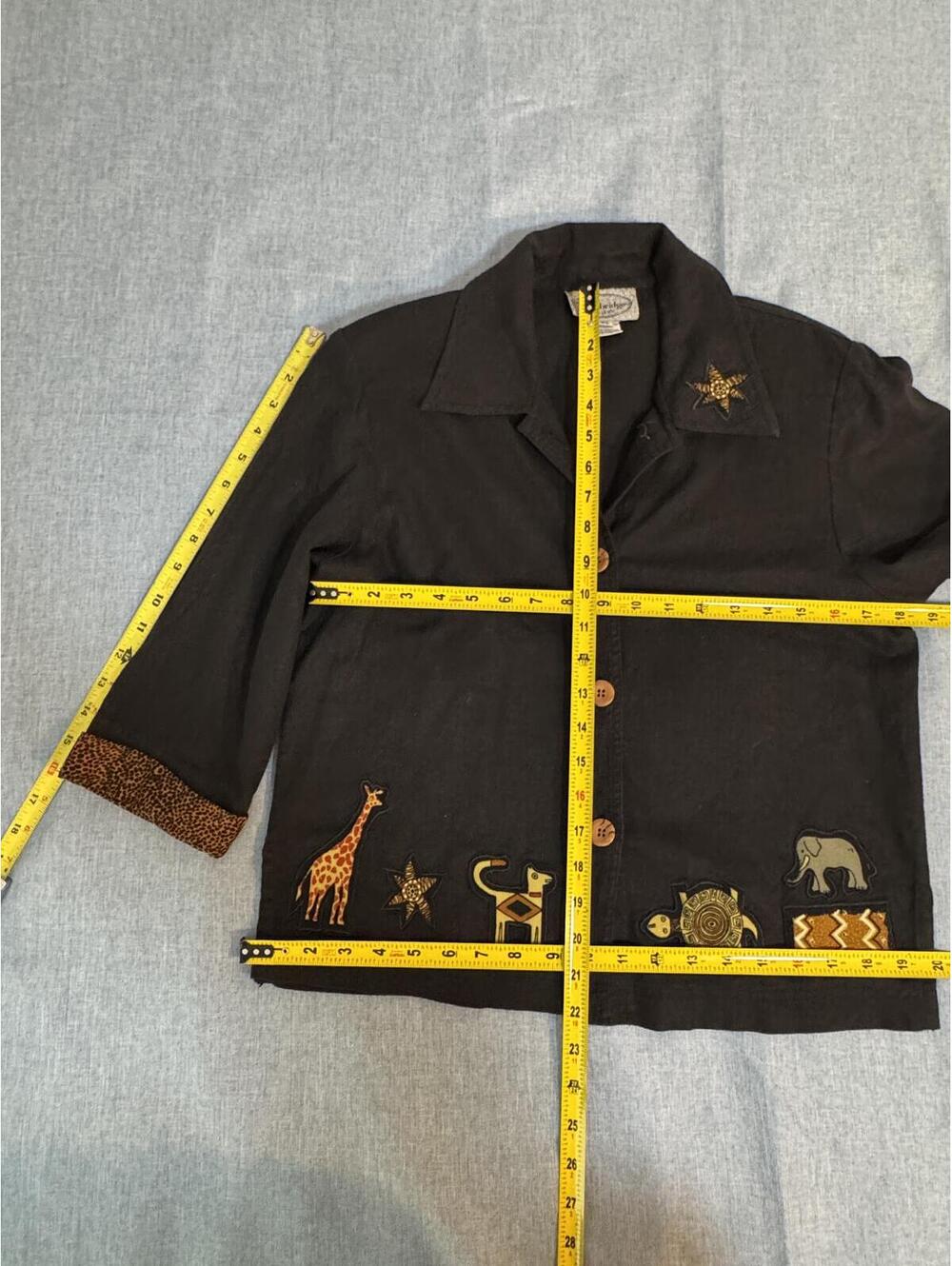 Vintage Susan Bristol Safari Animal Appliqué Linen Blend Jacket Petite Small - Picture 8 of 9